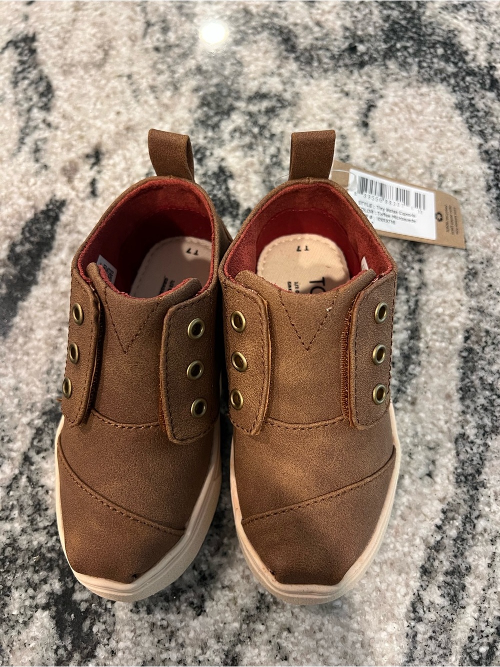 Tom’s Kids SZ 7T Tiny Botas Cupsole Toffee Microsuede Slip-On Sneakers